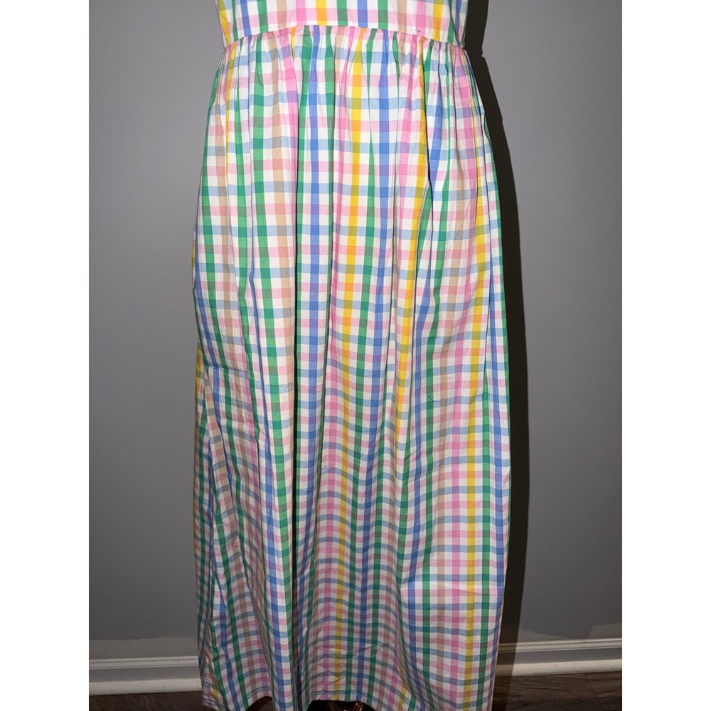 J.Crew Rainbow Gingham Midi Dress Multi Color Cotton Smocked NEW Womens 6 A7 - Picture 8 of 9